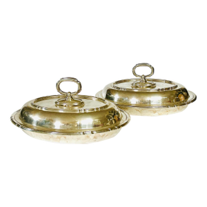 Pair Walker & Hall Sheffield Covered MCM Serving Dishes