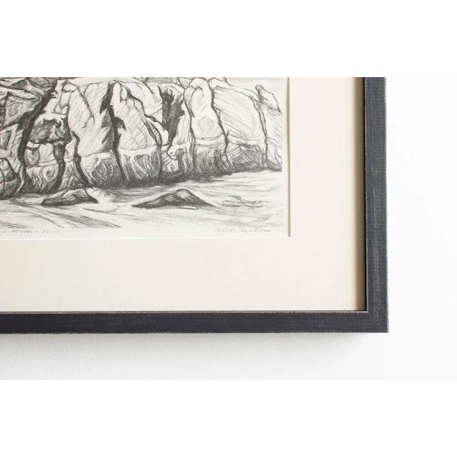 Antique Etching Limited Edition Original Signed American Artist Adele Watson 1873 - 1947 Titled "Sea Carmel Rocks" For Sale In Los Angeles - Image 6 of 8