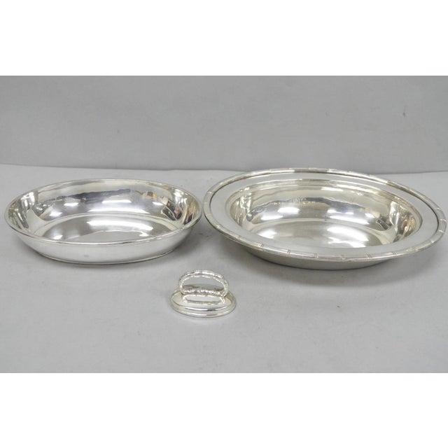 Vintage Hollywood Regency Silver Plated Faux Bamboo Oval Vegetable Serving Dish For Sale - Image 11 of 13
