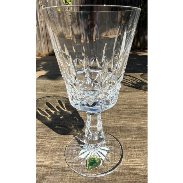 Glass Late 20th Century Waterford Rosslare Crystal Water Goblets Set of 4 Signed Ireland-1 Original Tag For Sale - Image 7 of 8