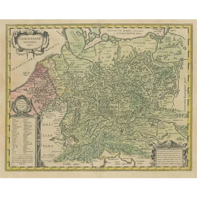 Original Hand-Colored Antique Map of Ancient Germany, 1630 For Sale - Image 6 of 6
