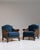 Pair of Early 20th Century British Navy Blue Edwardian Velvet Upholstered Armchairs with Cane Panels For Sale In Greensboro - Image 6 of 15