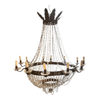 19th Century Italian Empire Crystal Antique Chandelier From Bologna For Sale