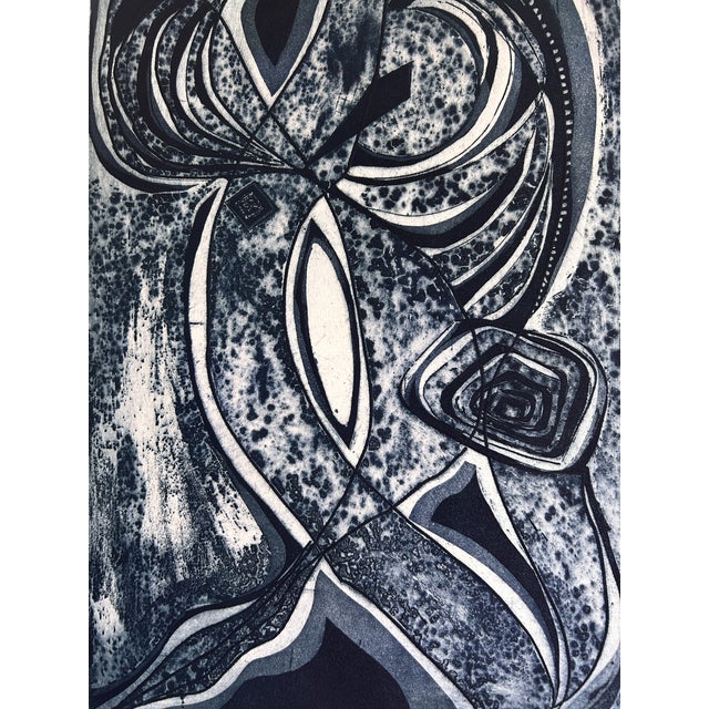 Large Midcentury Modern Abstract Original Signed Print Etching Annette Robyns For Sale - Image 4 of 6