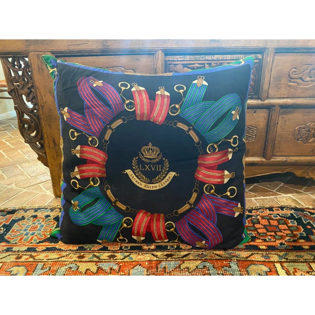 Ralph Lauren Attributed Custom Equestrian Oversized Throw Pillow For Sale In West Palm - Image 6 of 6