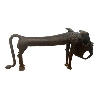 Decorative African Bronze Statue, in the Manner of Benin Fon Dog For Sale