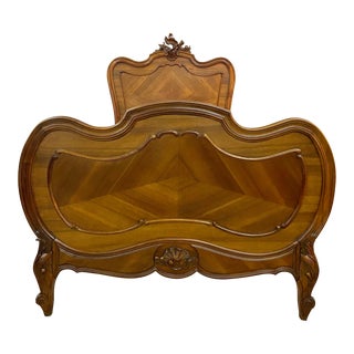 Vintage French Louis XV Rococo Style Carved Twin Size Bed For Sale