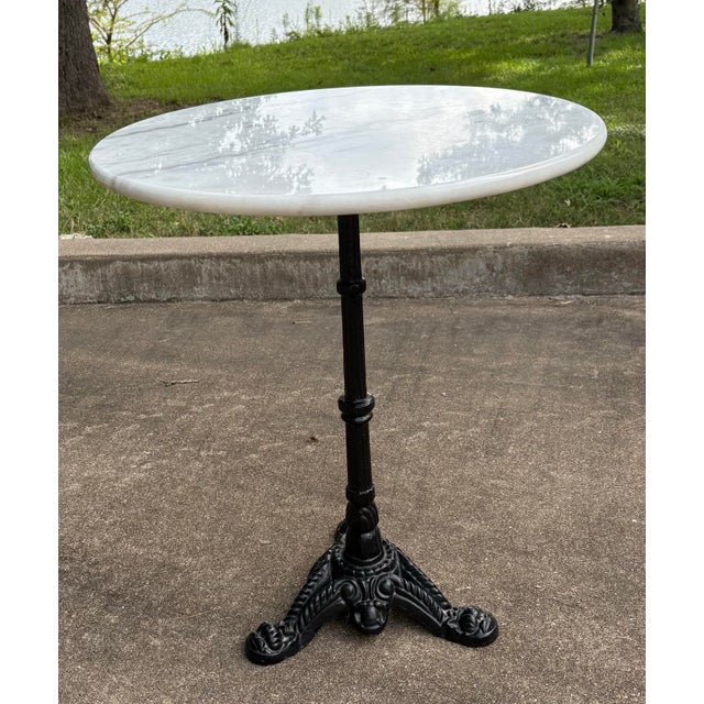 French Vintage French Marble Top Pub Table For Sale - Image 3 of 9