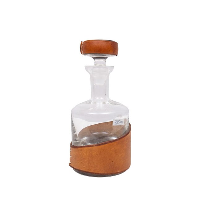 Brown Hand Blown Leather Rapt Whiskey Bottle by Krosno, Poland, 2000 For Sale - Image 8 of 10