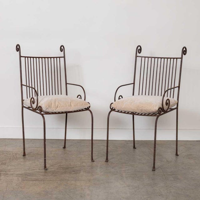 French 1940s French Wrought Iron Scroll Side Chair For Sale - Image 3 of 14