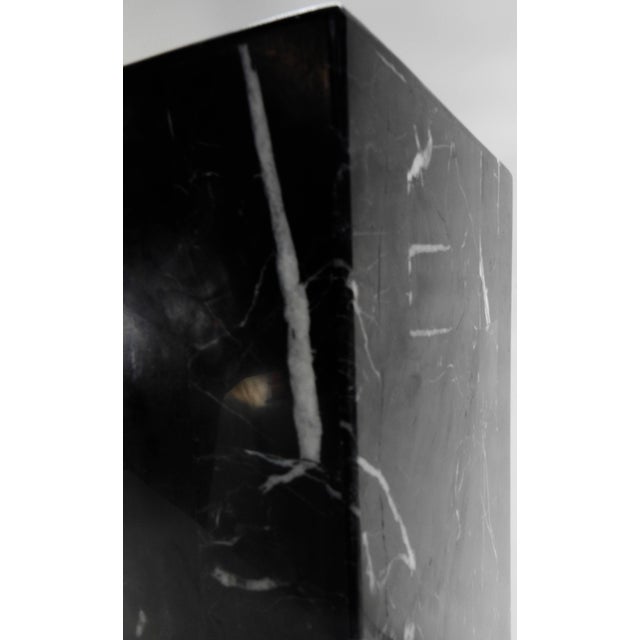 Modern Short Black Marble Square Pedestal For Sale - Image 3 of 9