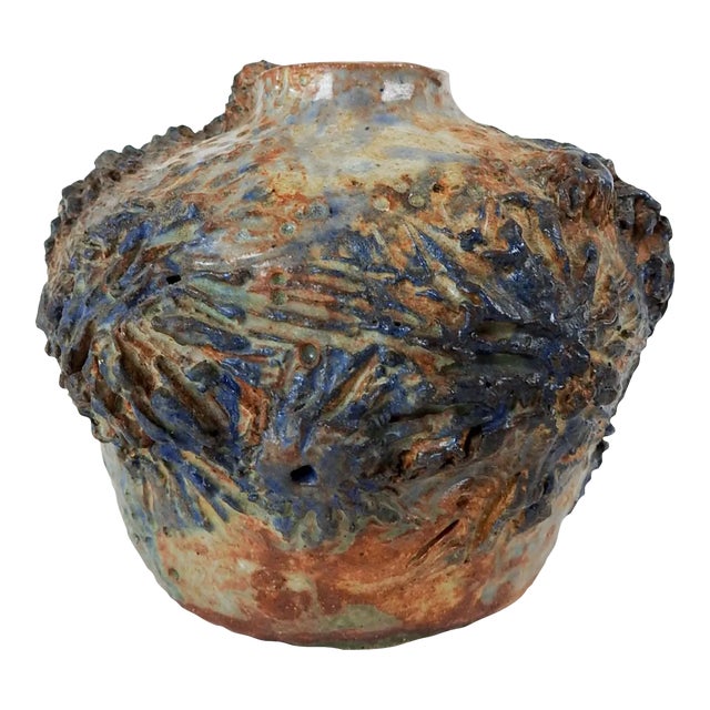 Vintage Hand Built Studio Pottery Vase For Sale