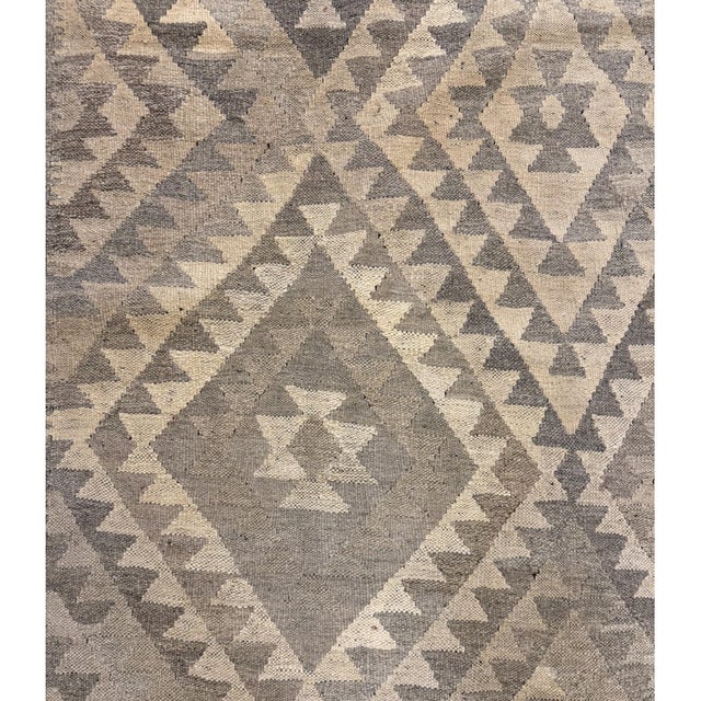 1930s Beige Ground Diamond Antique Turkish Village Kilim Woven Wool Rug For Sale In New York - Image 6 of 6