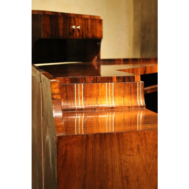 Brown Art Deco Veneer Writing Desk or Vanity Table, 1920s For Sale - Image 8 of 18