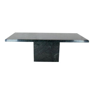 1970s Mid-Century Modern Rectangular Single Marble Pedestal Dining Table For Sale