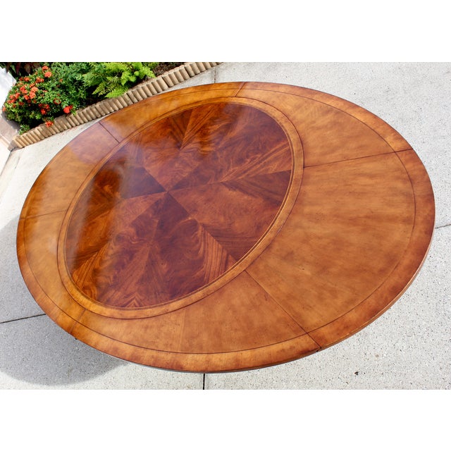 Jonathan Charles Jonathan Charles Buckingham Mahogany & Satinwood Oval Dining Table For Sale - Image 4 of 18
