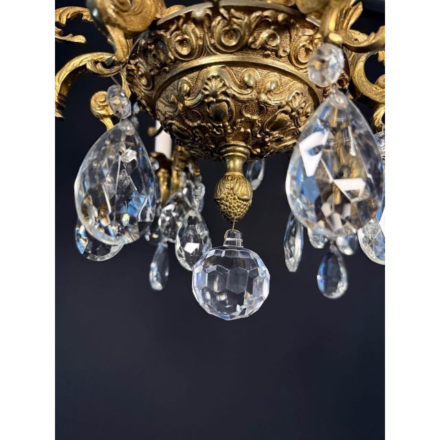 Brass Vintage Spanish Brass Chandelier Featuring Cherubs For Sale - Image 8 of 9