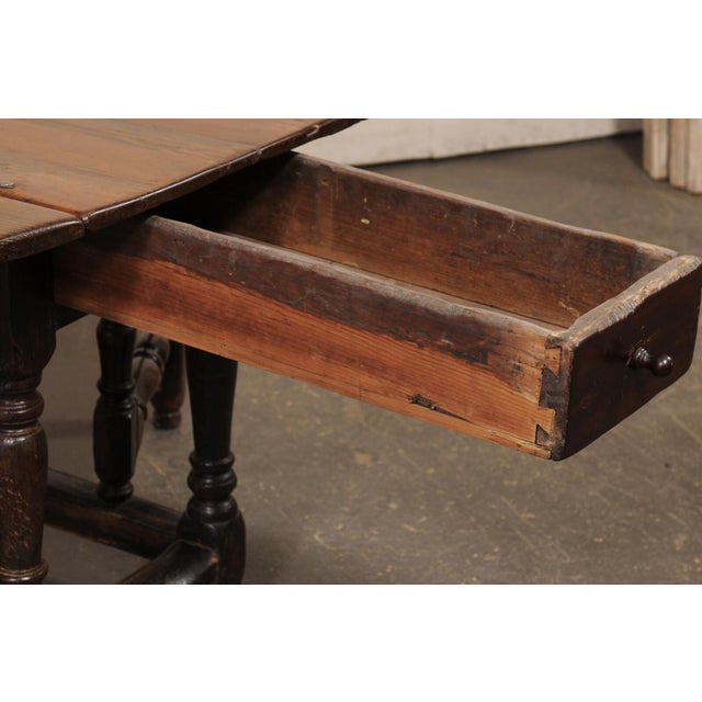 Mid-Century Modern 18th Century Swedish Fir Wood Drop Leaf Table For Sale - Image 3 of 12