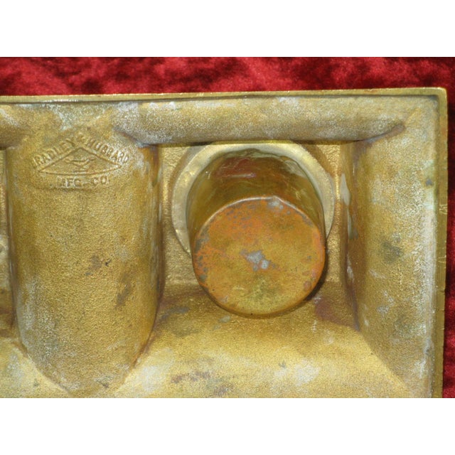 Art Nouveau Inkwell Arts & Crafts Brass Antique Bradley & Hubbard B&h Mission Style For Sale - Image 3 of 18