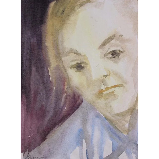 Modern Dzidra Ezergaile, Portrait, 1960s, Watercolor on Paper For Sale - Image 3 of 3