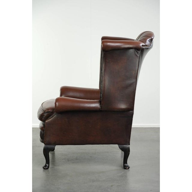 2000 - 2009 English Cowhide Chesterfield Wing Armchair For Sale - Image 5 of 13