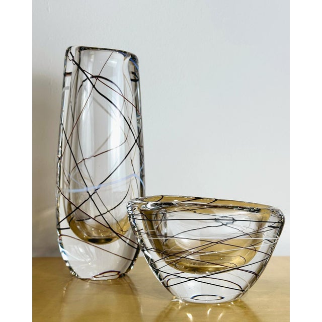 Vintage Vase and Bowl by Vicke Lindstrand for Kosta, 1950s, Set of 2 For Sale - Image 6 of 6