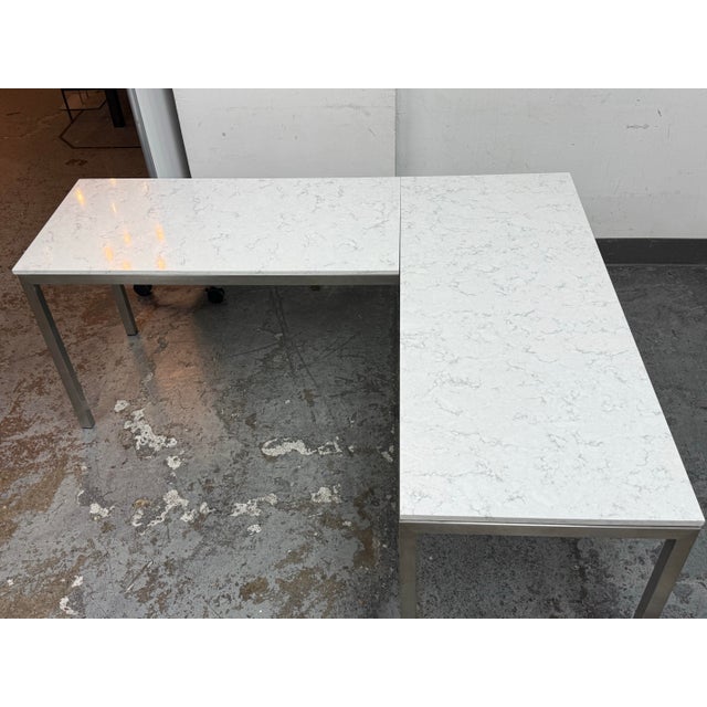 Room & Board Portica Marble Top Desk + Return For Sale - Image 11 of 12