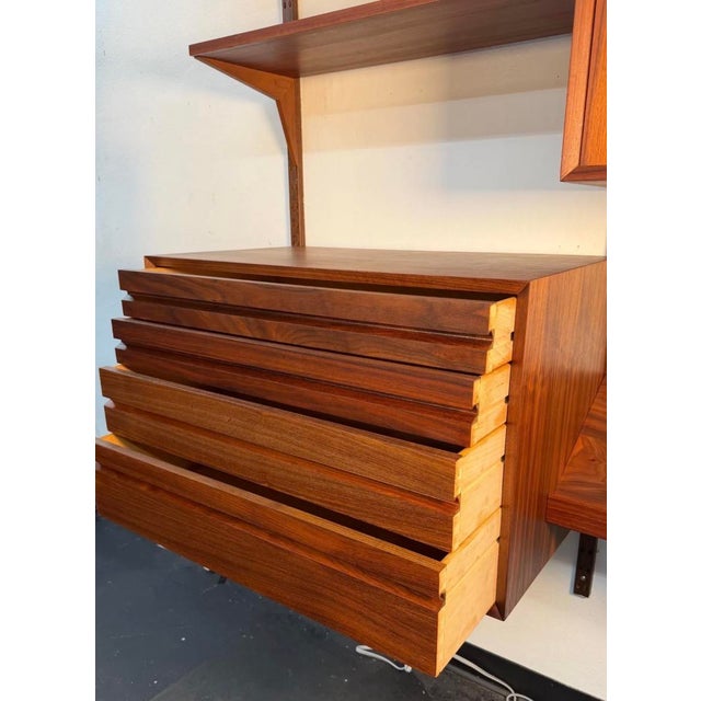 Cado Refinished Danish Modern Poul Cadovius Cado Wall Unit W Dropleaf Desk For Sale - Image 4 of 14