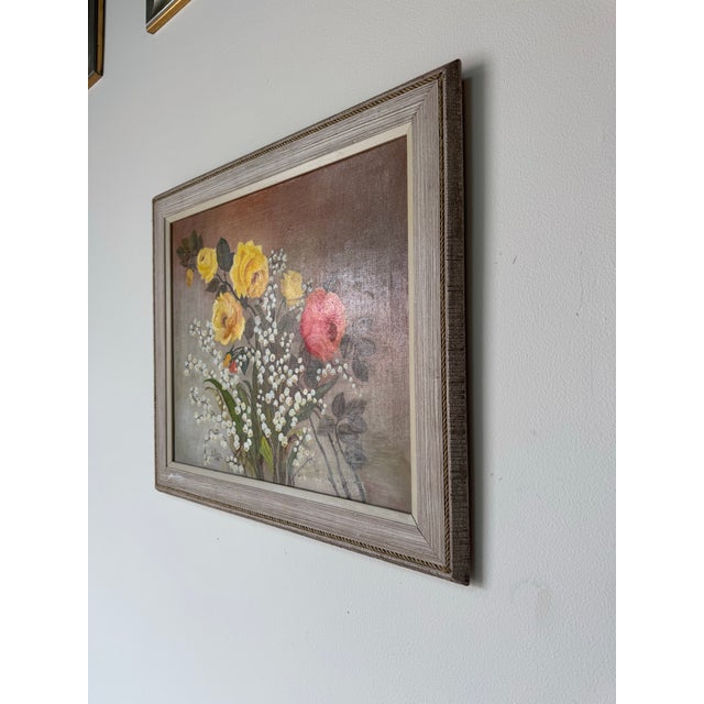 1990's Vintage Elvira Floral Still Life Oil on Canvas Painting – Signed For Sale - Image 4 of 12