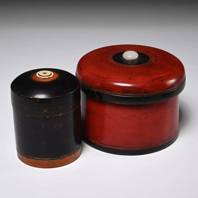 Indian Polychrome Lacquered Wooden Spice Boxes- A Set of 5 For Sale - Image 4 of 5