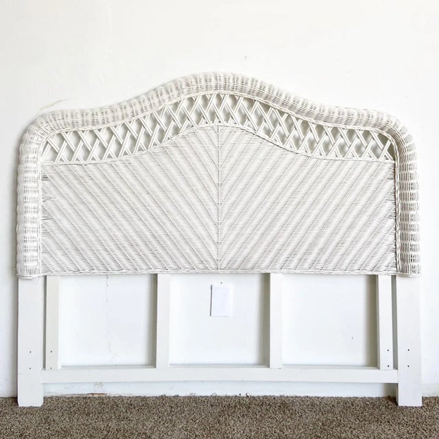 Boho Chic White Wicker Queen Size Headboard Chairish