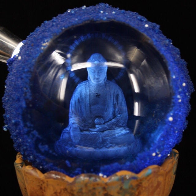 Late 19th Century Buddhist Relic Sphere With Shakyamuni Buddha, 1562g, Blue Crystal Ball For Sale - Image 4 of 9