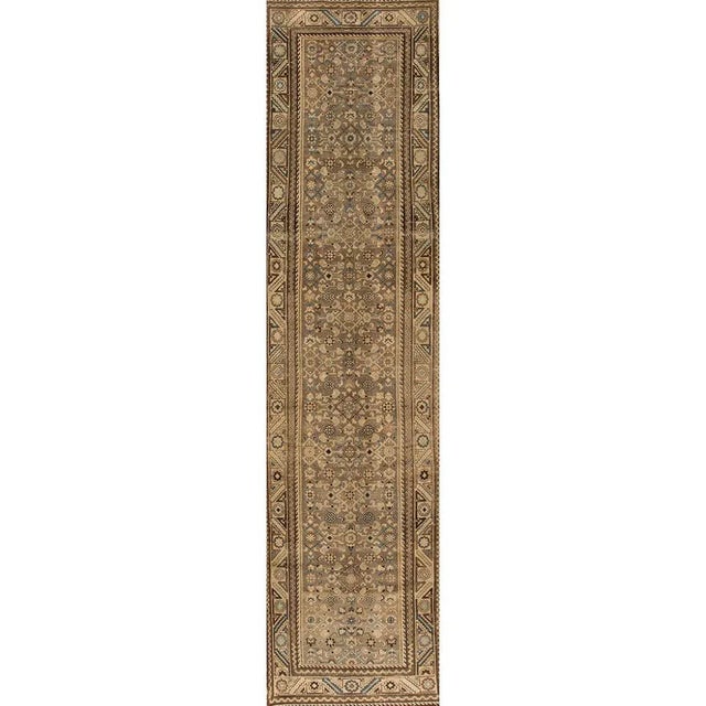 1920s Vintage Persian Malayer Handmade Tan Tribal Wool Runner For Sale - Image 4 of 4