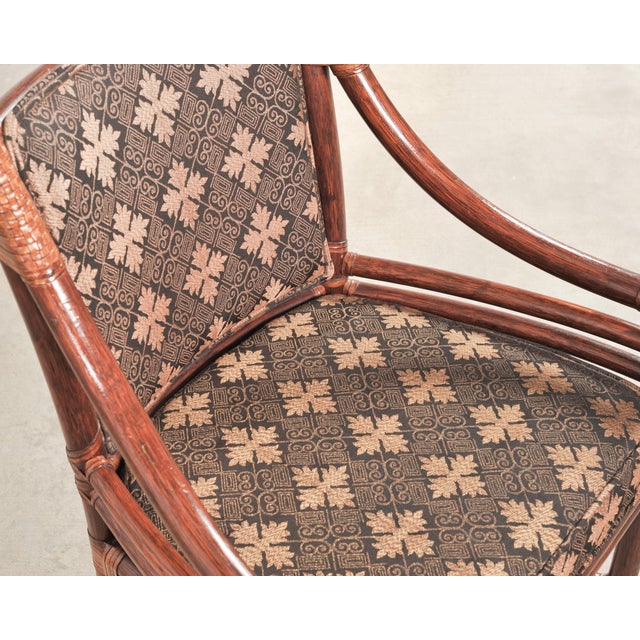Set of Four McGuire Rattan Target Upholstered Dining Armchairs For Sale - Image 14 of 18