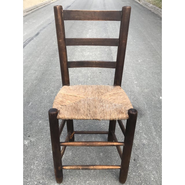 Rustic Chairs with Straw Seats, 1950, Set of 4 For Sale - Image 6 of 14