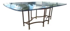 Mid 20th Century Maison Bagues Neoclassical Style Brass And Glass Dining Table