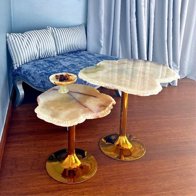 White Onyx Nesting Tables by Forzini, Set of 2 For Sale - Image 6 of 13