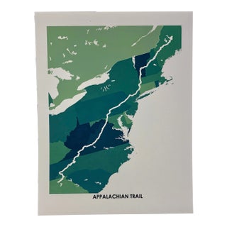 Contemporary Appalachian Trail Map Print For Sale