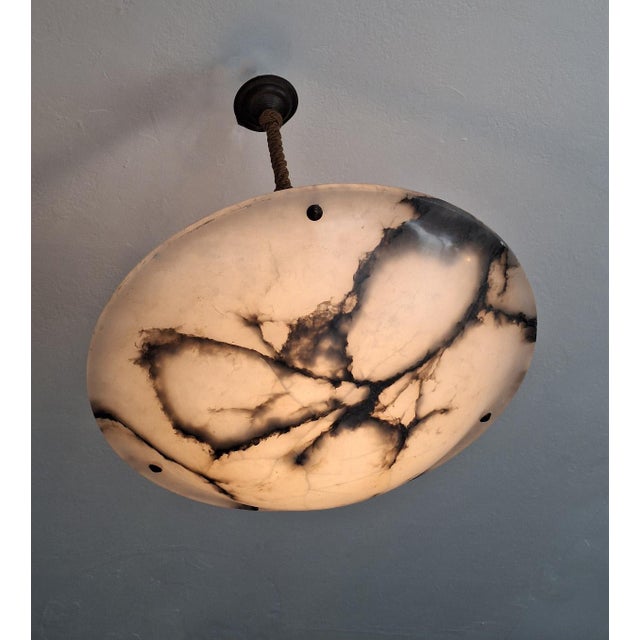 Antique Veined Alabaster Pendant Light, 1920 For Sale - Image 12 of 12