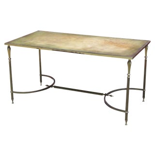 Jansen Style Brass Leathertop Coffee Table For Sale