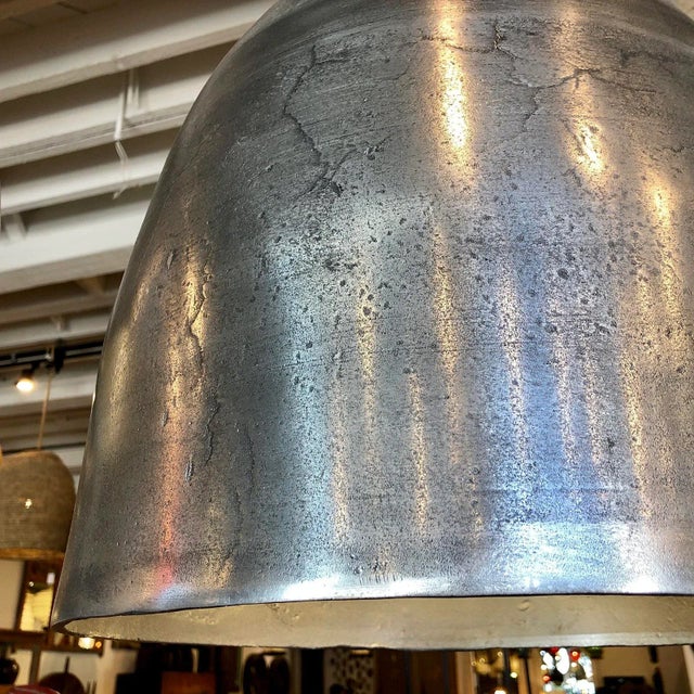 Industrial Nickel Finish Pendant Light For Sale - Image 4 of 5