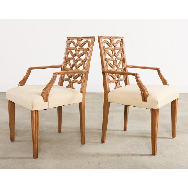 Late 20th Century Pair of Dessin Fournir Ribbon-Back Oak Dining Armchairs For Sale - Image 5 of 18