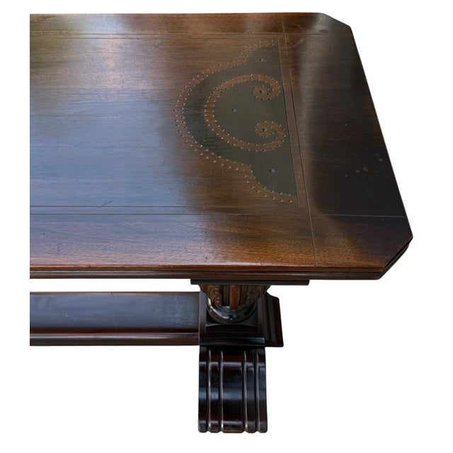 Antique English Tudor Inlaid Refectory Console Sofa Table For Sale - Image 4 of 5