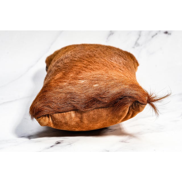 Brown Lovely Vintage Small Cowhide Lumbar Accent Throw Pillow Western Home Decor For Sale - Image 8 of 10
