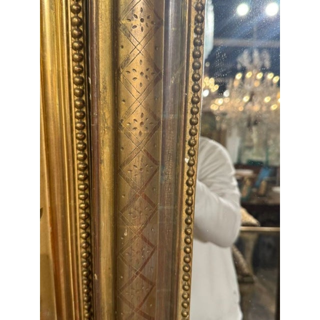 Gold 19th C. French Louis Philippe Mirror With X Pattern Frame For Sale - Image 8 of 10