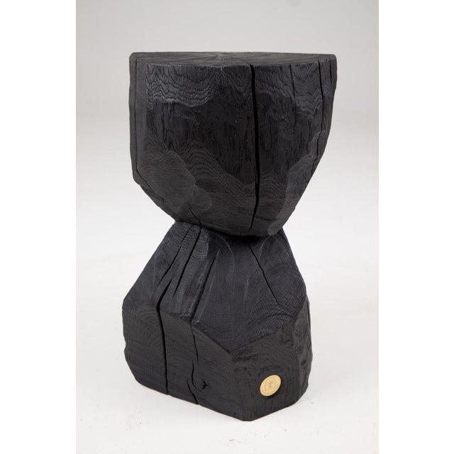 Gold Rustic Sculptural Side Table by Logniture For Sale - Image 8 of 13