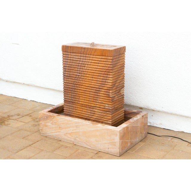 Handcarved Sandstone Modern Waterfall Fountain For Sale - Image 4 of 10