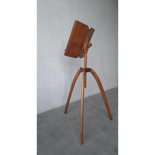 Wood Sculpted Walnut Studio Craft Music Stand, Signed For Sale - Image 7 of 14