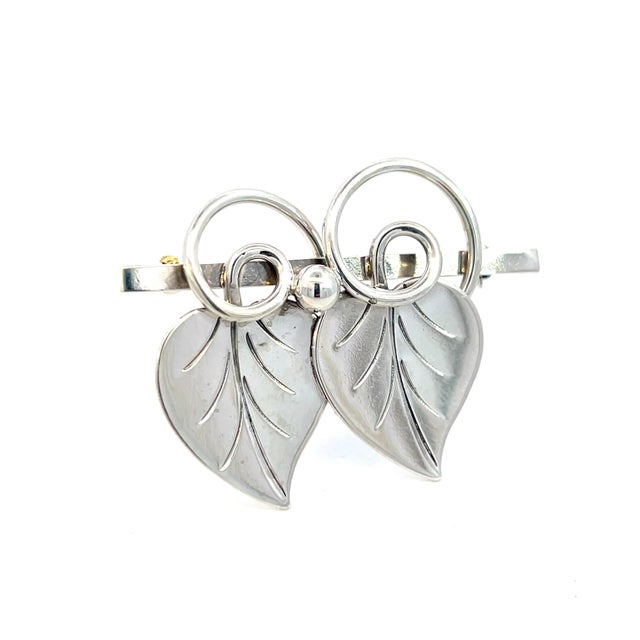 Contemporary 1990s Georg Jensen Estate Vine Leaves Brooch Silver For Sale - Image 3 of 12
