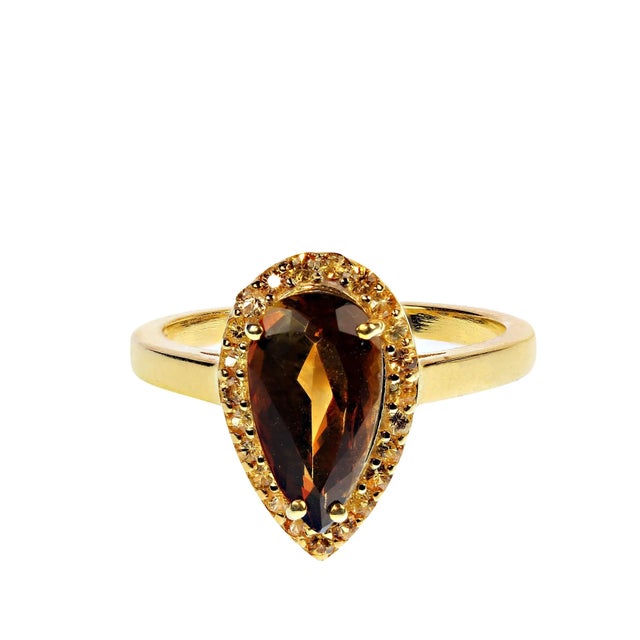 Andalusite and Sapphire in Custom Setting of Gold Over Sterling Ring Size 8.25 For Sale - Image 4 of 6